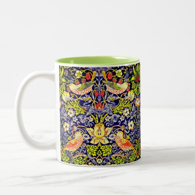 Strawberry Thief Birds William Morris Two-Tone Coffee Mug (Left)