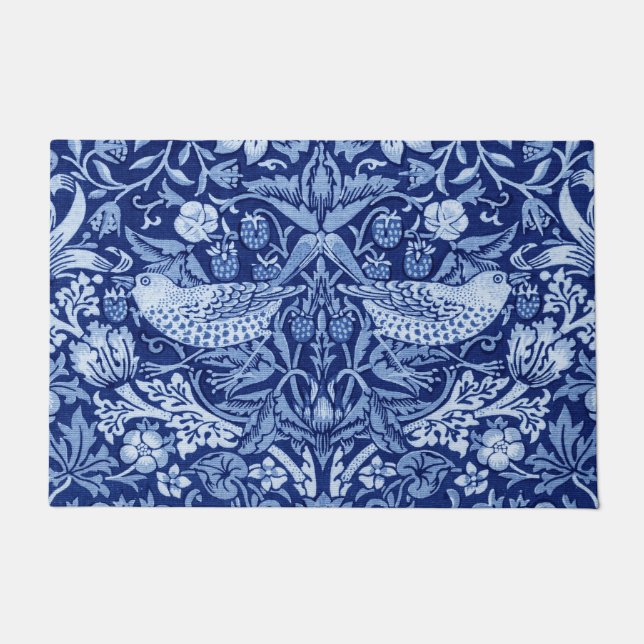 Strawberry Thief Blue Monotone, William Morris Doormat (Front)
