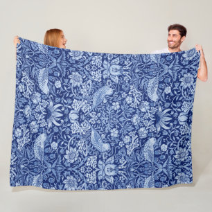 Strawberry Thief Blue Monotone, William Morris Fleece Blanket