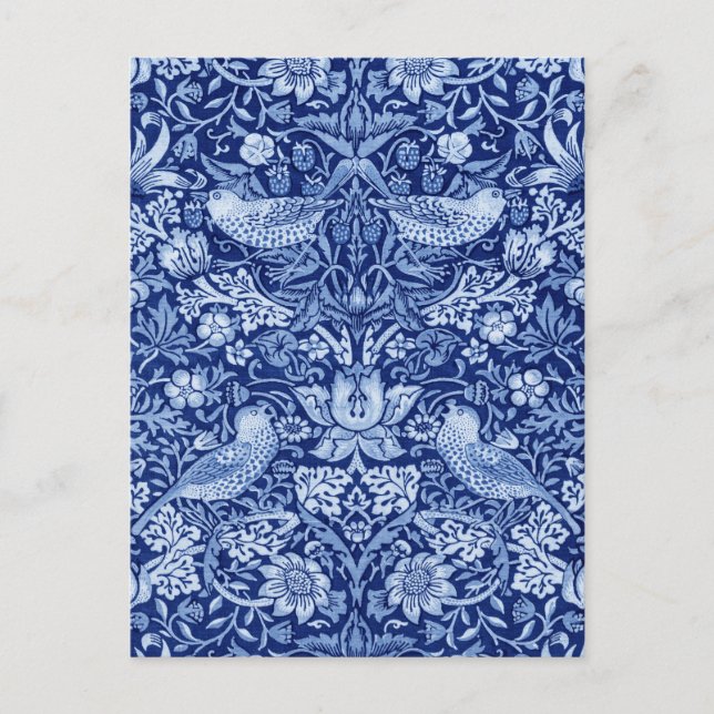 Strawberry Thief Blue Monotone, William Morris Postcard (Front)
