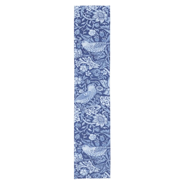 Strawberry Thief Blue Monotone, William Morris Short Table Runner (Front)