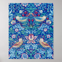 Strawberry Thief Blue, William Morris Poster