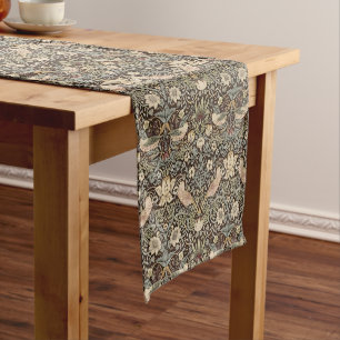 Strawberry Thief by William Morris Chocolate Short Table Runner