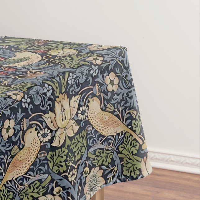 Strawberry Thief by William Morris Indigo Mineral Tablecloth (In Situ)