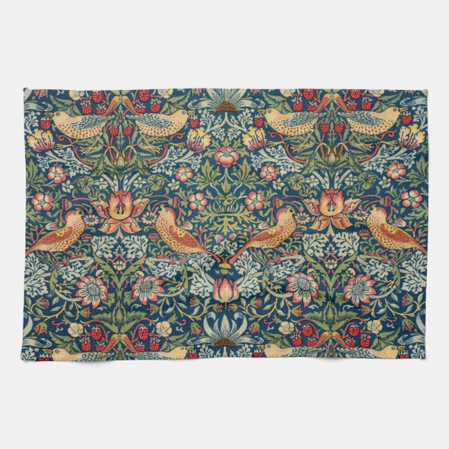 Strawberry Thief by William Morris Tea Towel (Horizontal)