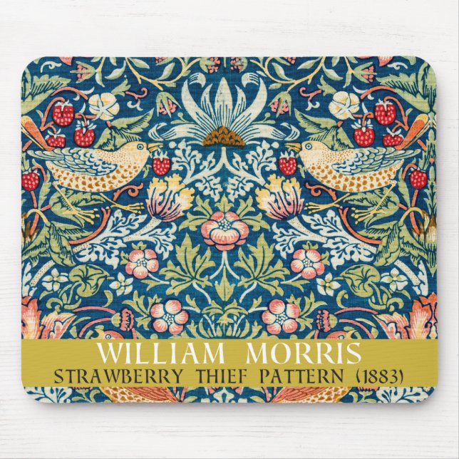 Strawberry thief - Design of William Morris Mouse Mat (Front)