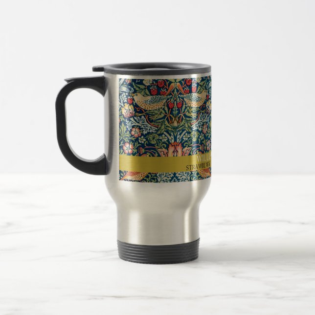Strawberry thief - Design of William Morris  Travel Mug (Left)