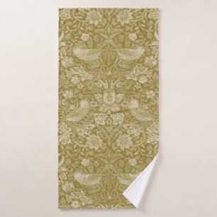 Strawberry Thief Gold, William Morris Bath Towel