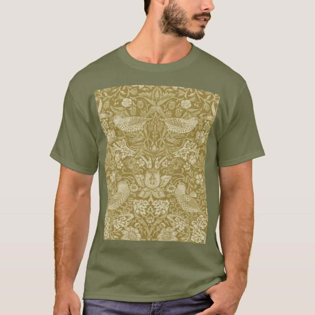 Strawberry Thief Gold, William Morris T-Shirt (Front)