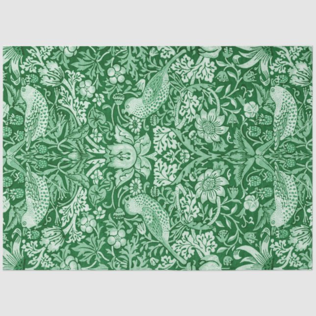 Strawberry Thief Green, William Morris Tissue Paper (Front)
