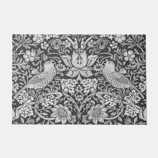 Strawberry Thief Grey, William Morris Doormat (Front)