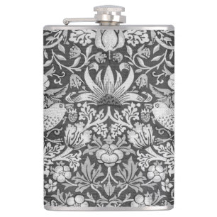 Strawberry Thief Grey, William Morris Hip Flask