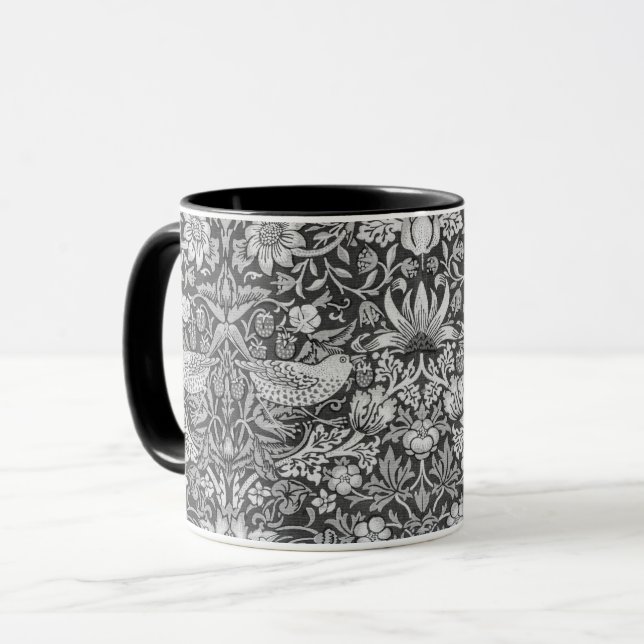 Strawberry Thief Grey, William Morris Mug (Front Left)