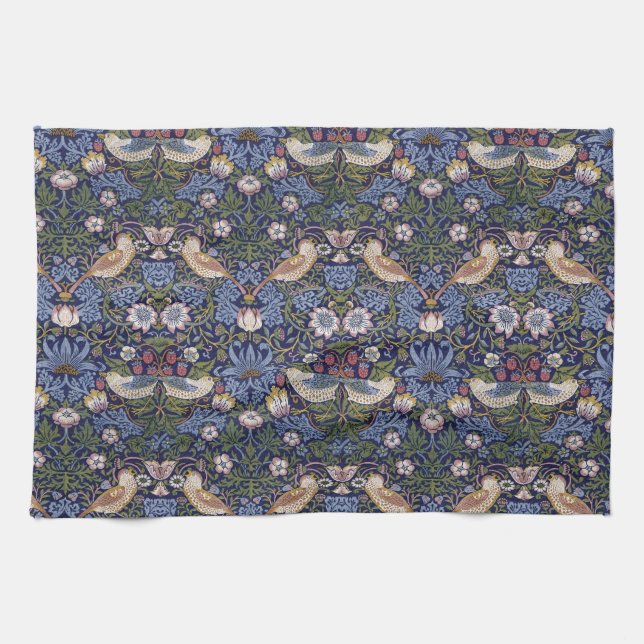 Strawberry Thief in Blue Tea Towel (Horizontal)