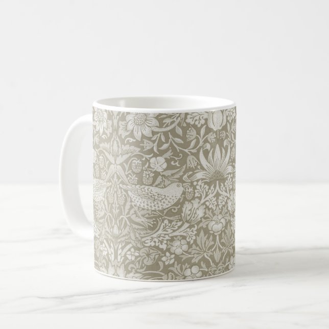Strawberry Thief Ivory, William Morris Coffee Mug (Front Left)