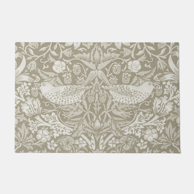 Strawberry Thief Ivory, William Morris Doormat (Front)