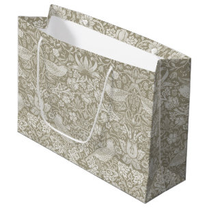 Strawberry Thief Ivory, William Morris Large Gift  Large Gift Bag