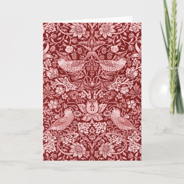 Strawberry Thief Maroon, William Morris Card (Front)