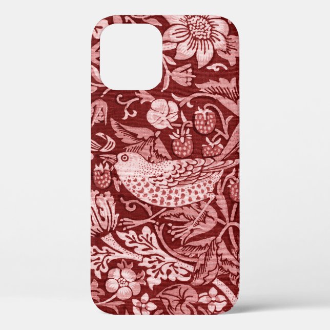 Strawberry Thief Maroon, William Morris Case-Mate iPhone Case (Back)