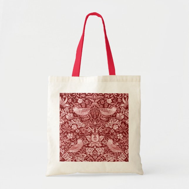 Strawberry Thief Maroon, William Morris Tote Bag (Front)