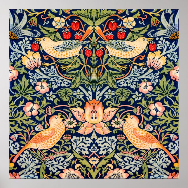  Strawberry Thief Pattern Poster by William Morris (Front)