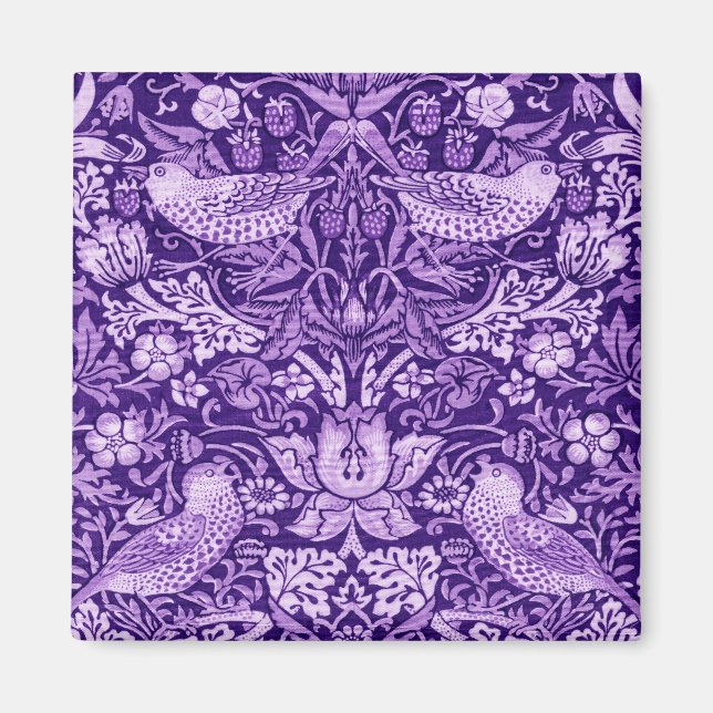 Strawberry Thief Purple, William Morris Magnet (Front)