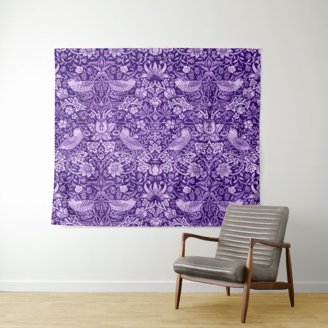Strawberry Thief Purple, William Morris Tapestry (In Situ (Horizontal))