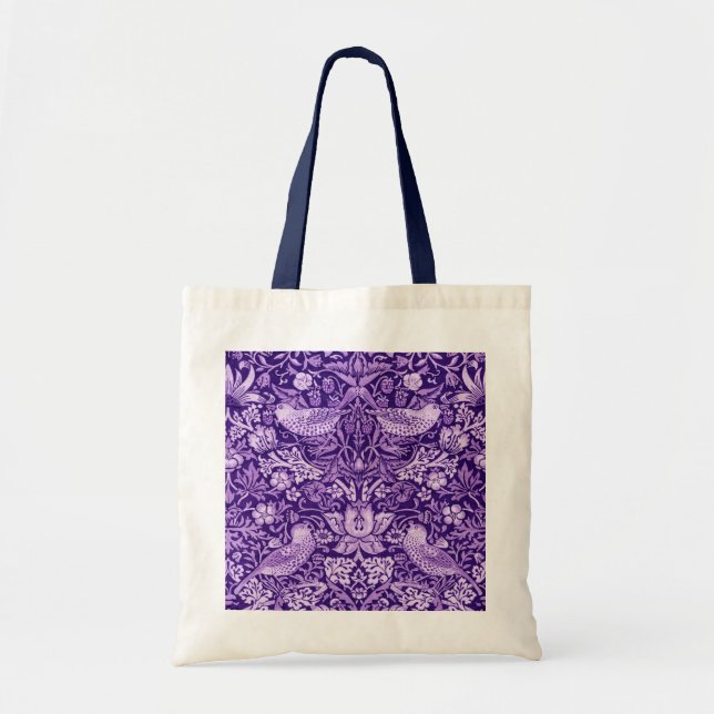 Strawberry Thief Purple, William Morris Tote Bag (Front)