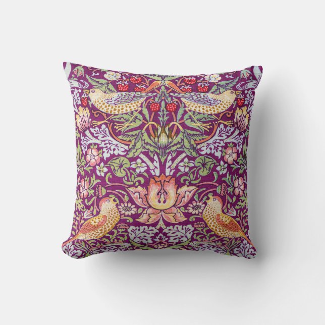 Strawberry Thief Red, William Morris Cushion (Front)