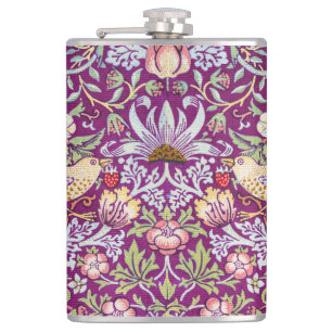 Strawberry Thief Red, William Morris Hip Flask