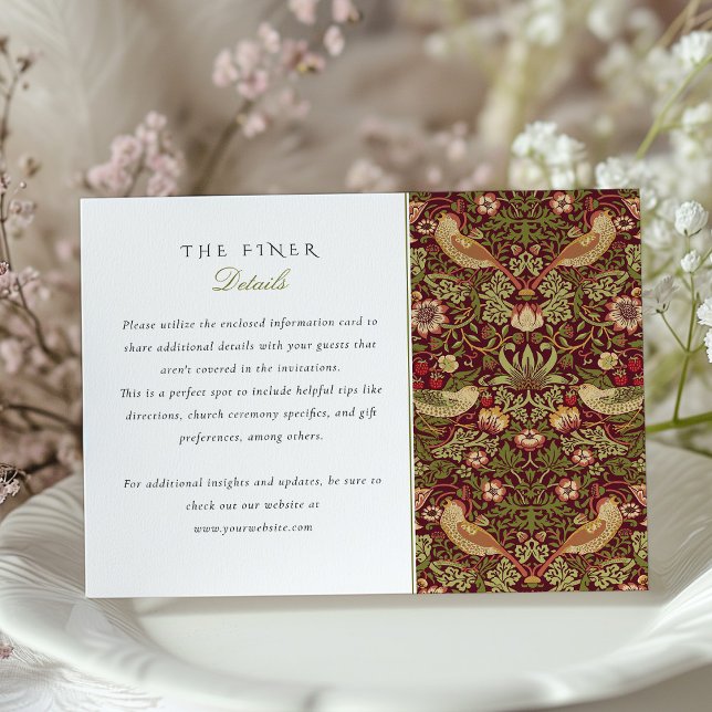 Strawberry Thief Wedding Information Card (Creator Uploaded)