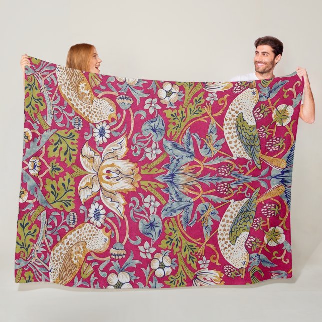 Strawberry Thief, William Morris Fleece Blanket (In Situ)