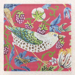 Strawberry Thief William Morris Glass Coaster