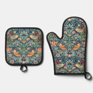 Strawberry Thief, William Morris Oven Mitt & Pot Holder Set