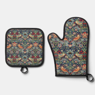 Strawberry Thief William Morris  Oven Mitt & Pot Holder Set