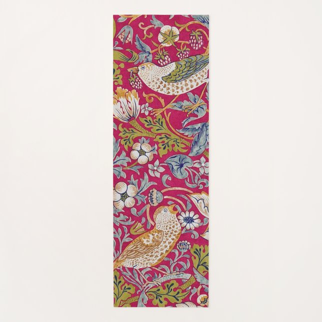 Strawberry Thief, William Morris Postcard Yoga Mat (Front)