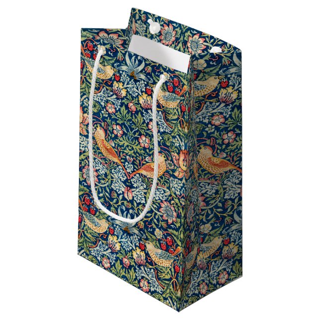 Strawberry Thief, William Morris Small Gift Bag (Front Angled)