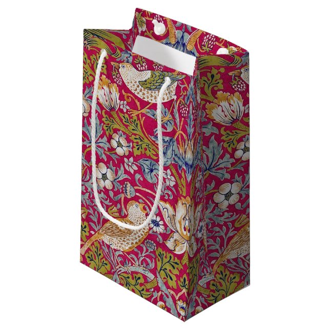 Strawberry Thief, William Morris Small Gift Bag (Front Angled)