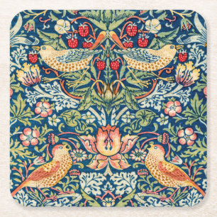 Strawberry Thief, William Morris Square Paper Coaster