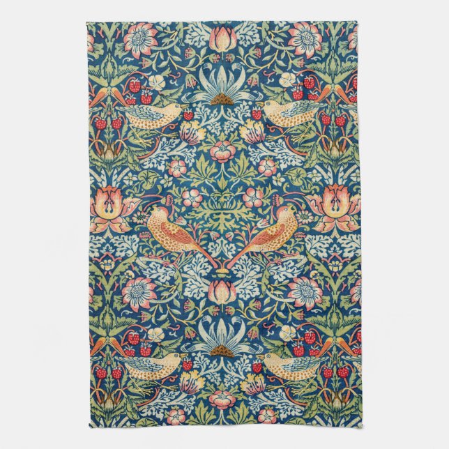 Strawberry Thief, William Morris Tea Towel (Vertical)