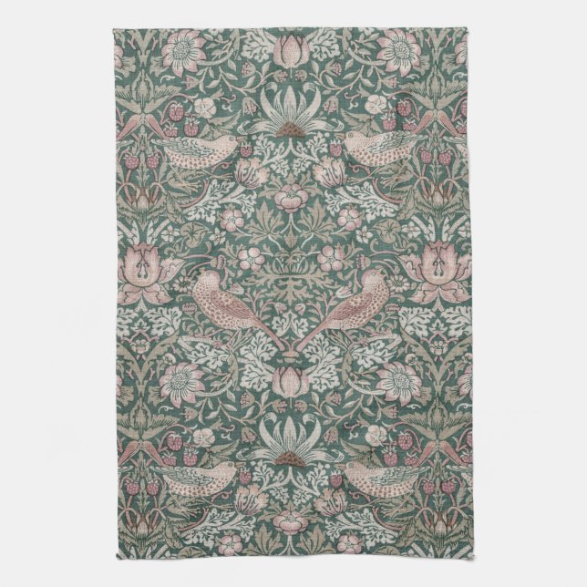 Strawberry Thief, William Morris Tea Towel (Vertical)