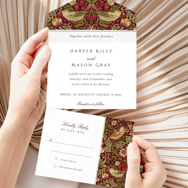 Strawberry Thieves All-in-One Tear-Away RSVP All In One Invitation (Creator Uploaded)