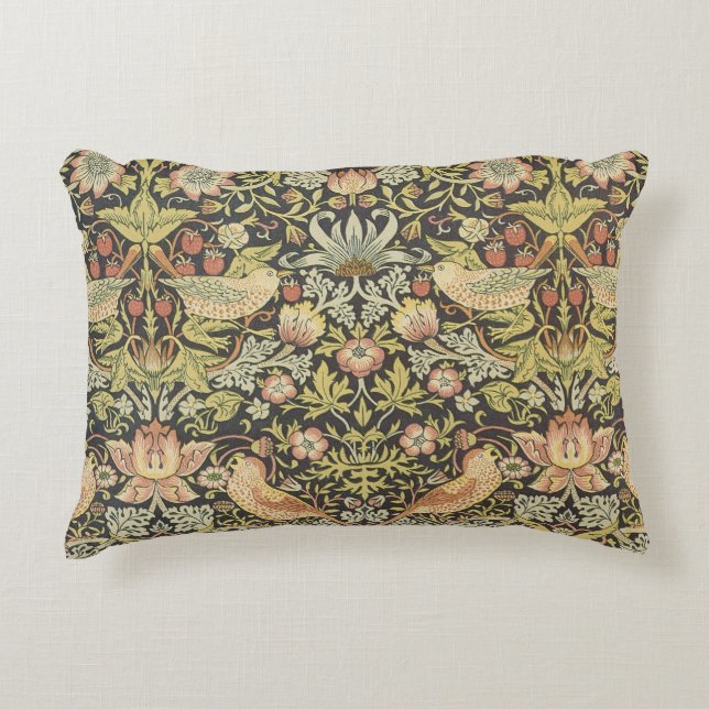 Strawberry Thieves by William Morris, Vintage Art Decorative Cushion (Front)