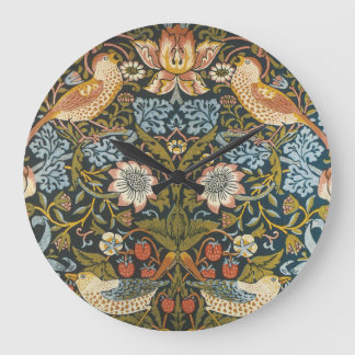 Strawberry Thieves by William Morris, Vintage Art Large Clock