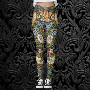 Strawberry Thieves by William Morris, Vintage Art Leggings