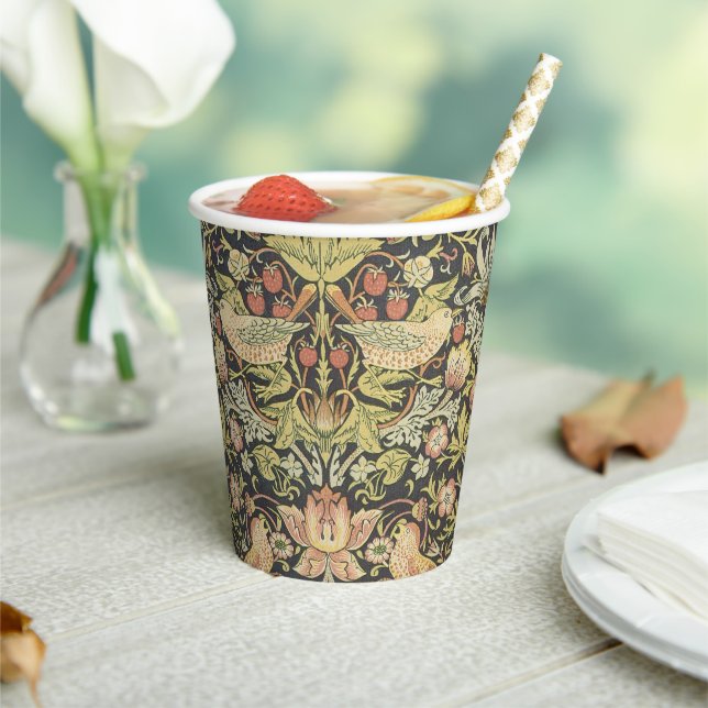 Strawberry Thieves Vintage Wedding Set Paper Cups (Insitu)