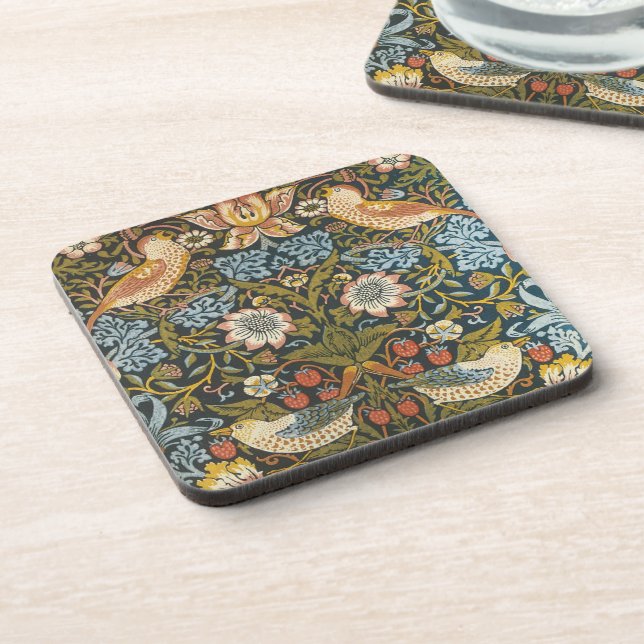 Strawberry Thieves William Morris Antique Pattern Coaster (Left Side)