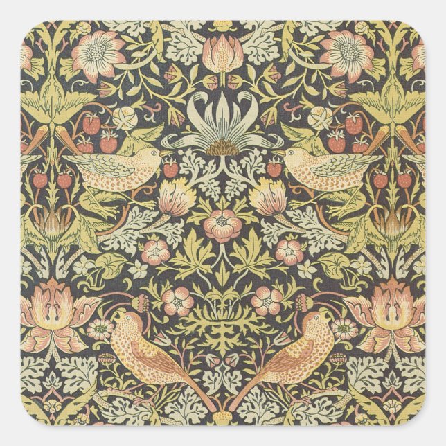 Strawberry Thieves William Morris Antique Pattern Square Sticker (Front)