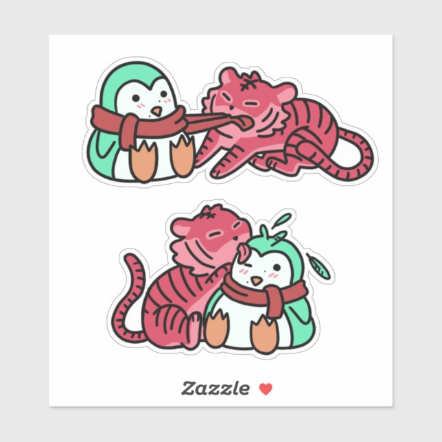 Strawberry Tiger & Mint Penguin Sticker Pack ver.1 (Sheet)