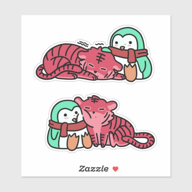 Strawberry Tiger & Mint Penguin Sticker Pack ver.2 (Sheet)